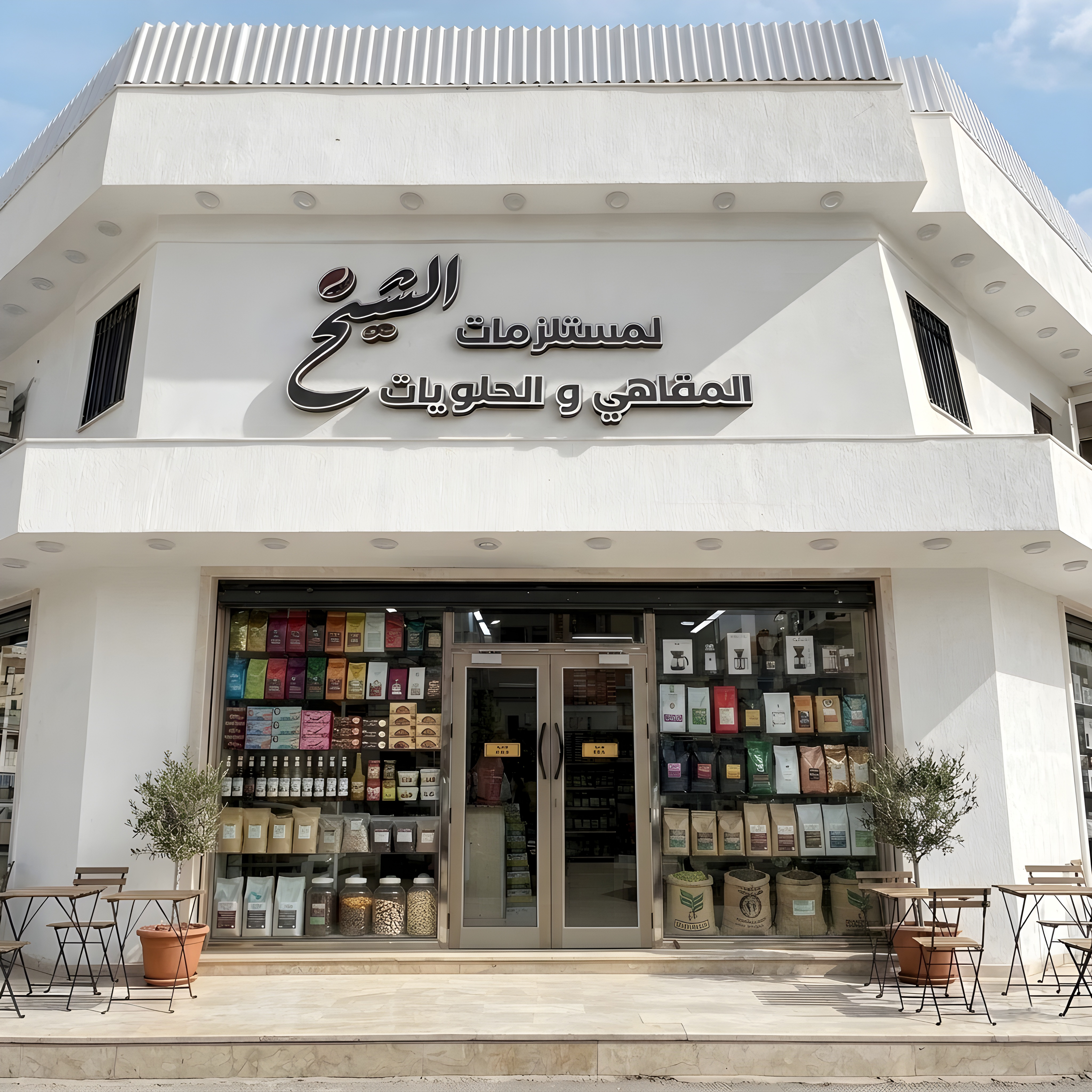 واجهة مستلزمات الشيخ للمقاهي والحلويات